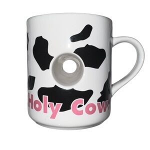 S PAPEL Vintage Rare Black & White Holy Cow Coffee Tea Hot Chocolate 4” Mug